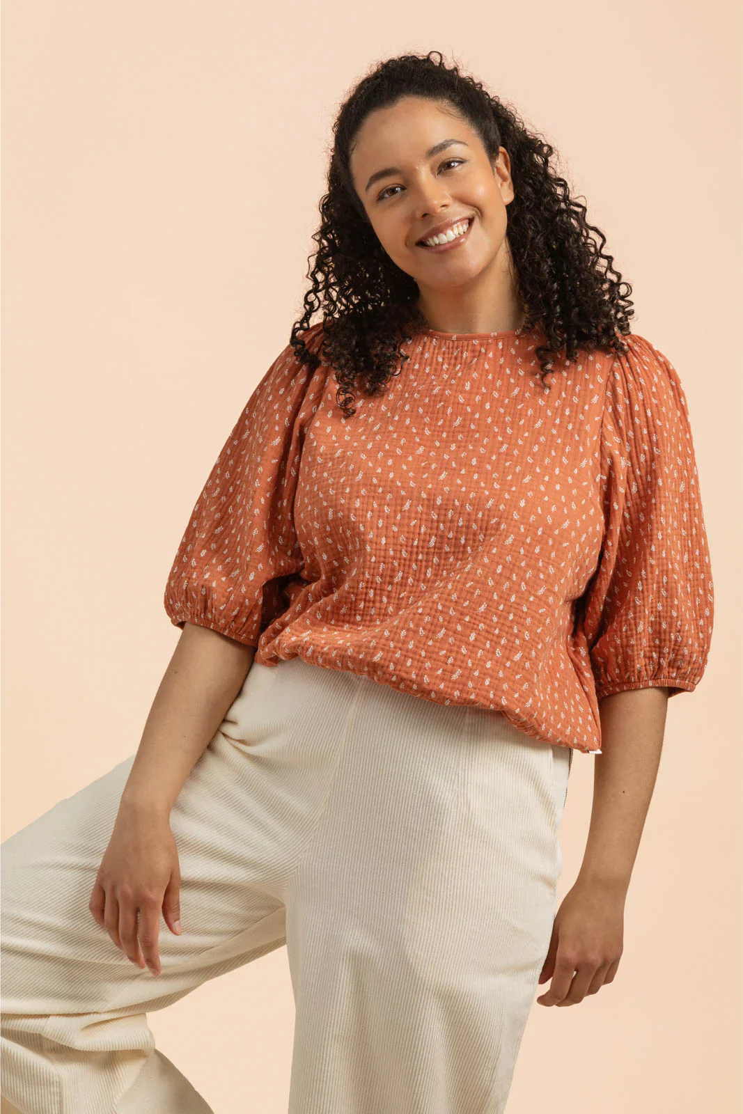 Cropped Blouse, Vintage Leaf