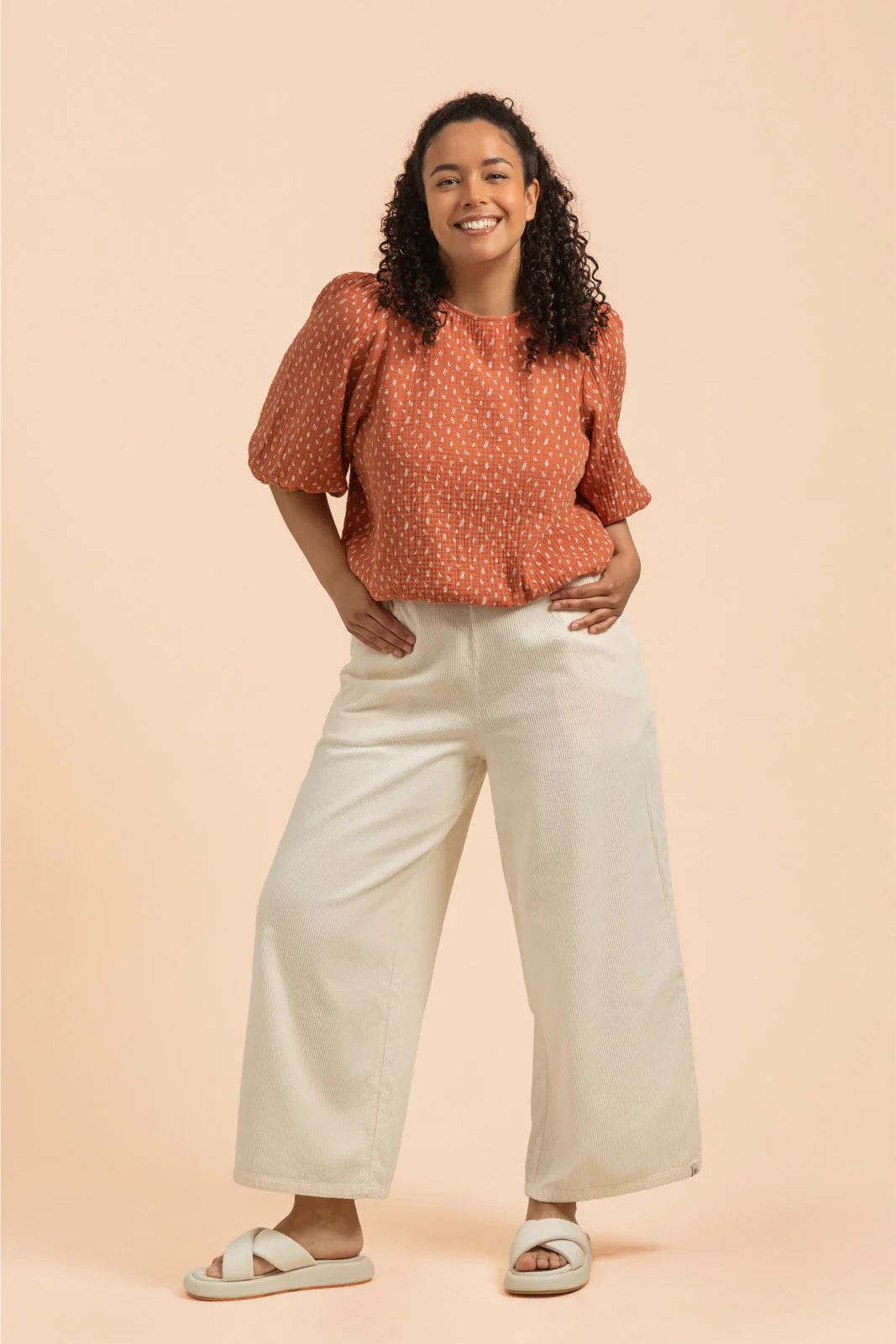 Cropped Blouse, Vintage Leaf - Image 3