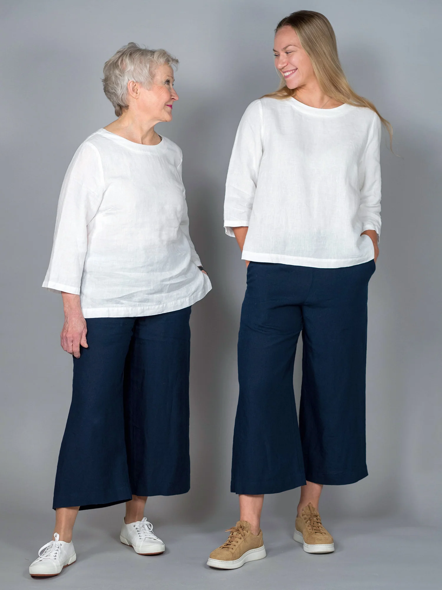 Gerda Pellava Culottes, Navy - Image 5