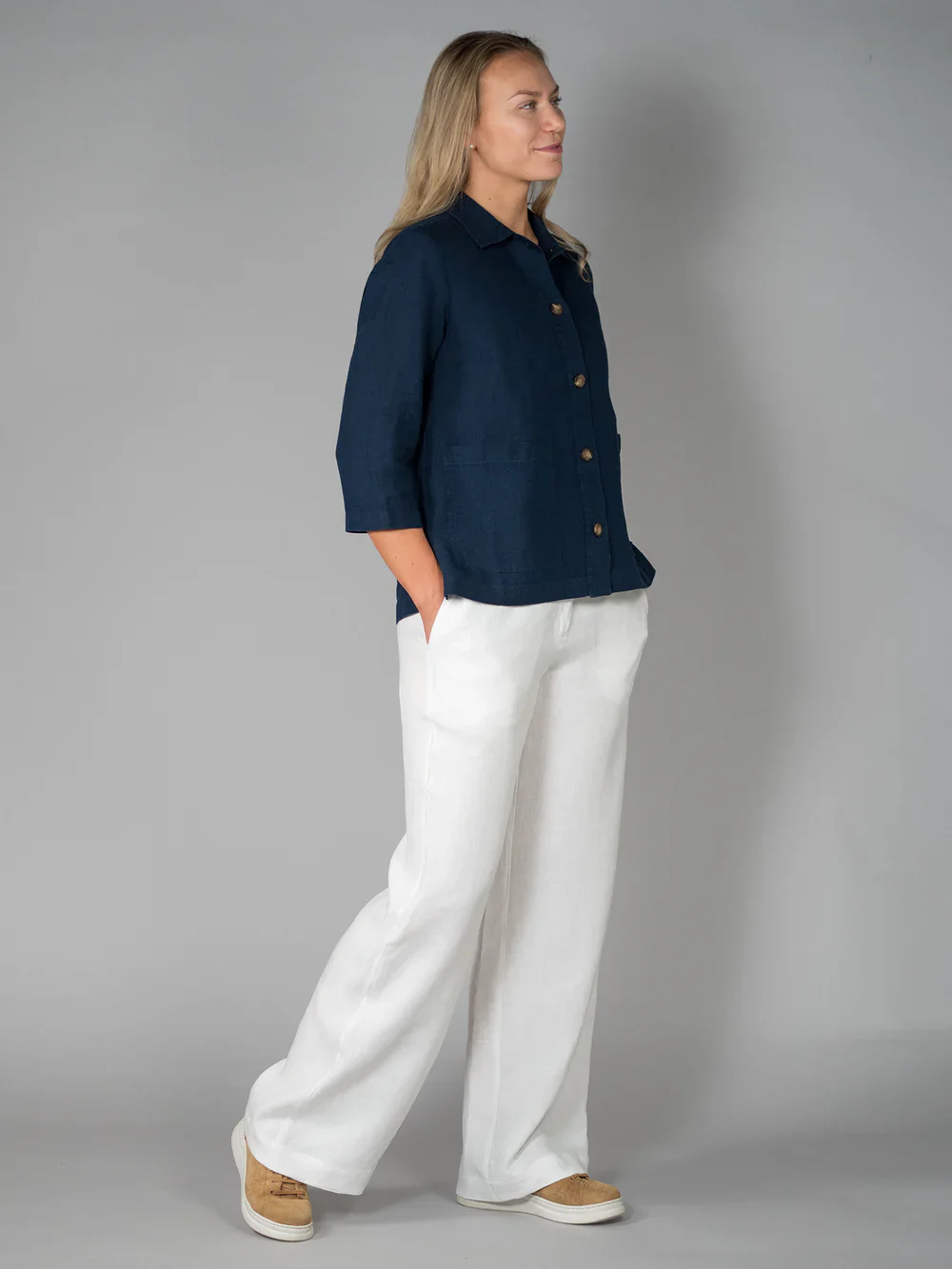Kiti Pellavahousut, Valkoinen - Image 2