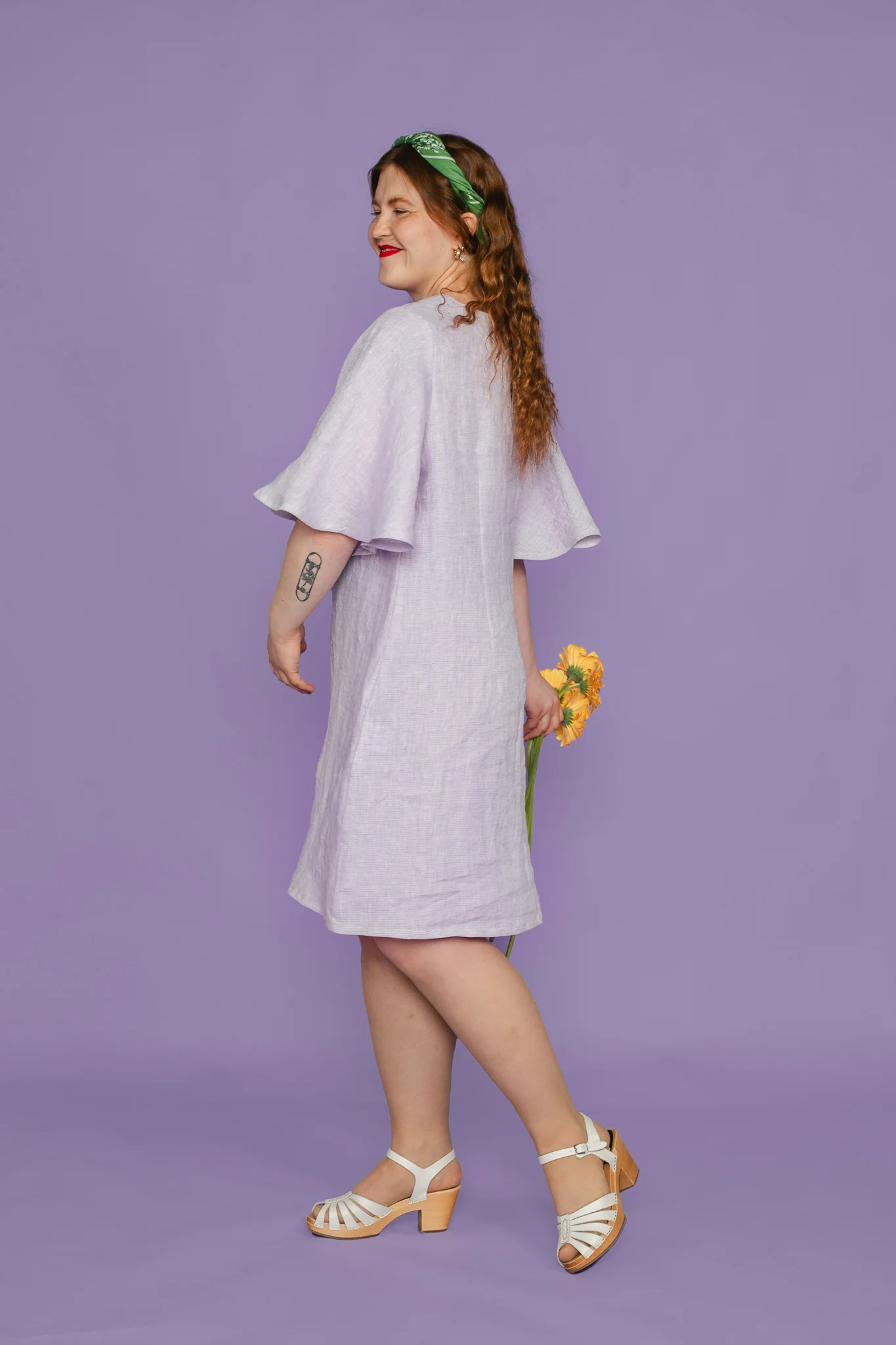 Mini-Hulja Mekko, Lila Pellava - Image 2
