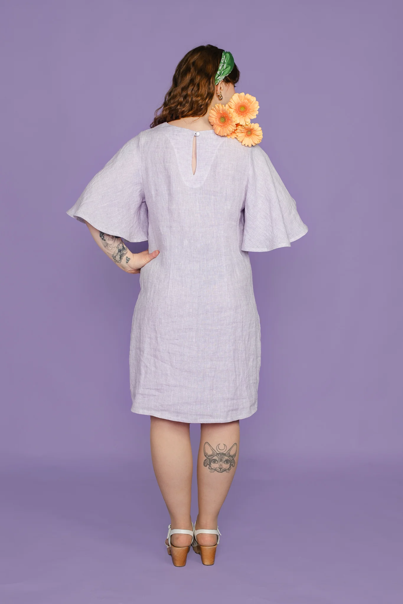 Mini-Hulja Mekko, Lila Pellava - Image 3
