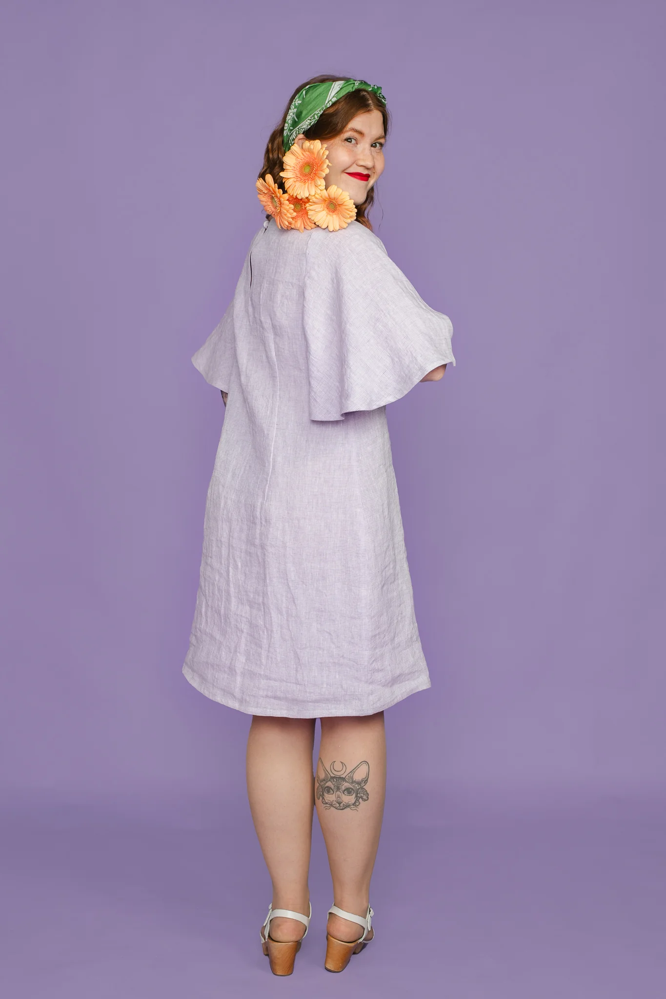 Mini-Hulja Mekko, Lila Pellava - Image 4