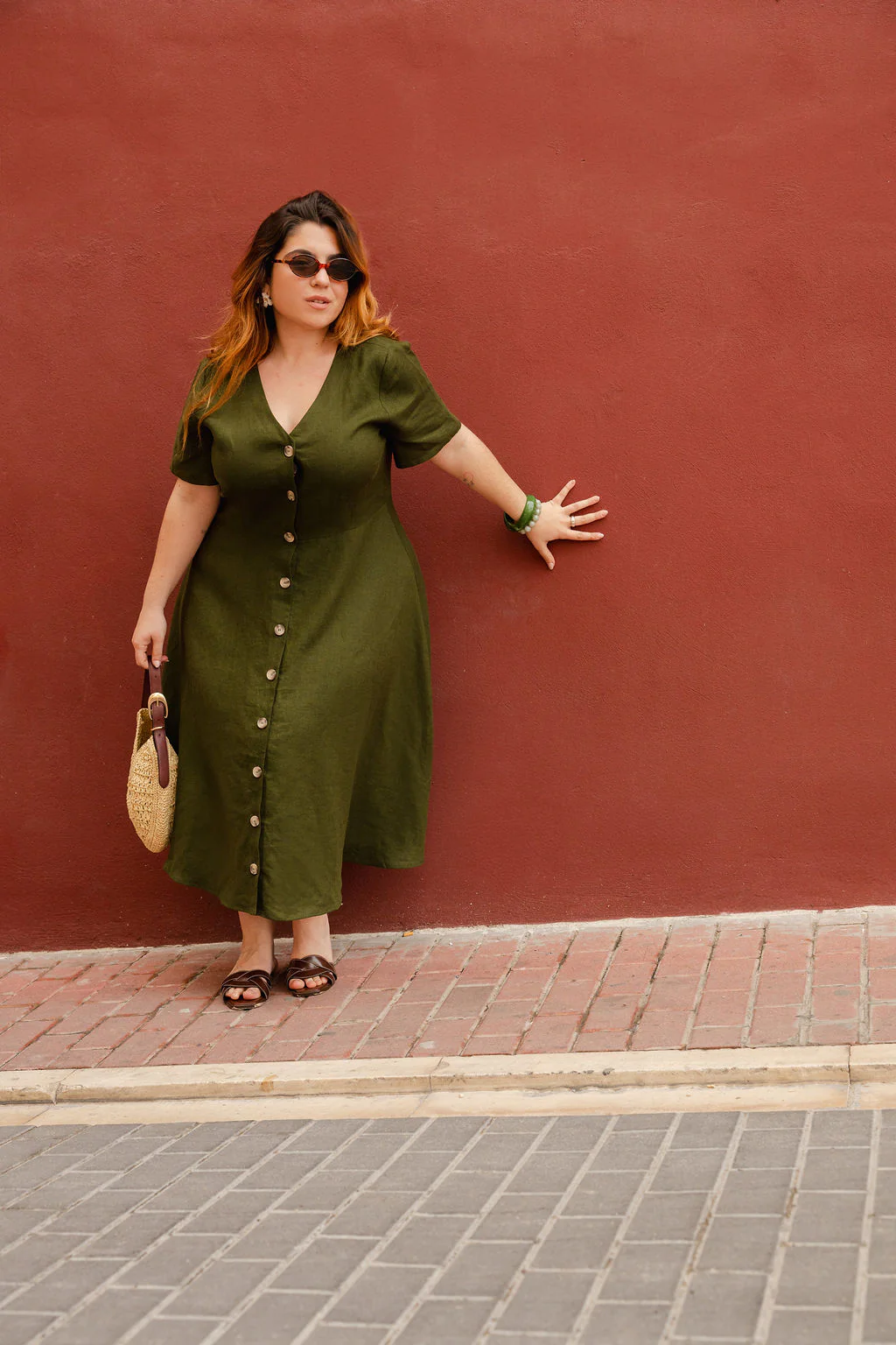 Penelope Dress, Olive Green - Image 2