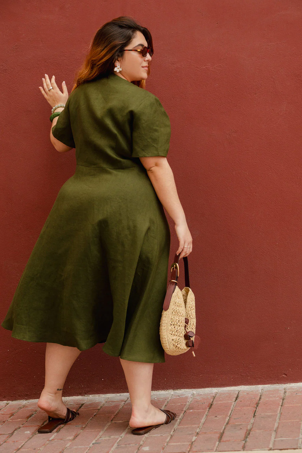 Penelope Dress, Olive Green - Image 4