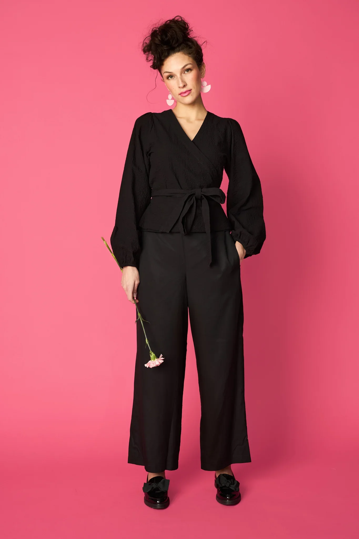 Puff Wrap Shirt, Black