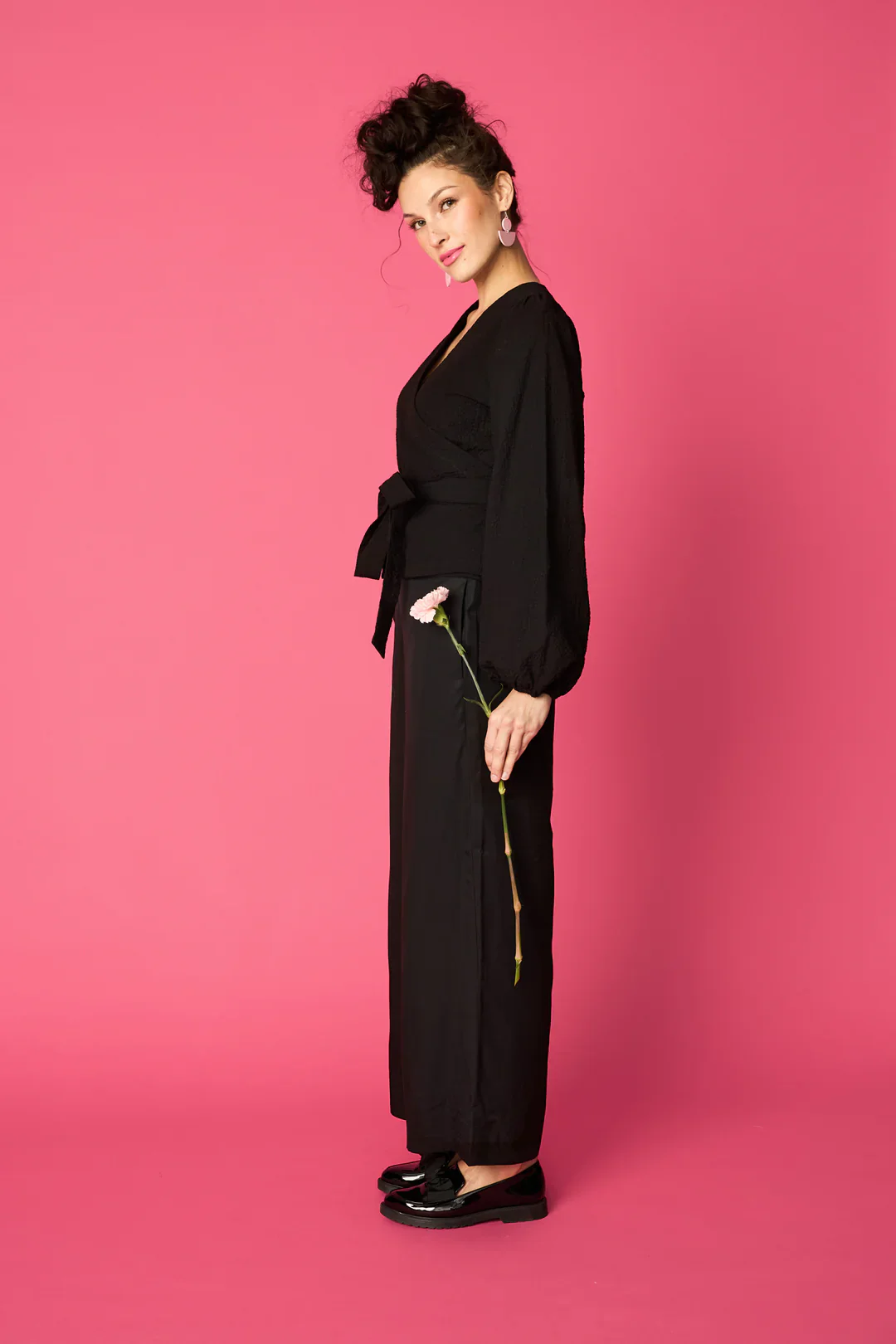 Puff Wrap Shirt, Black - Image 4