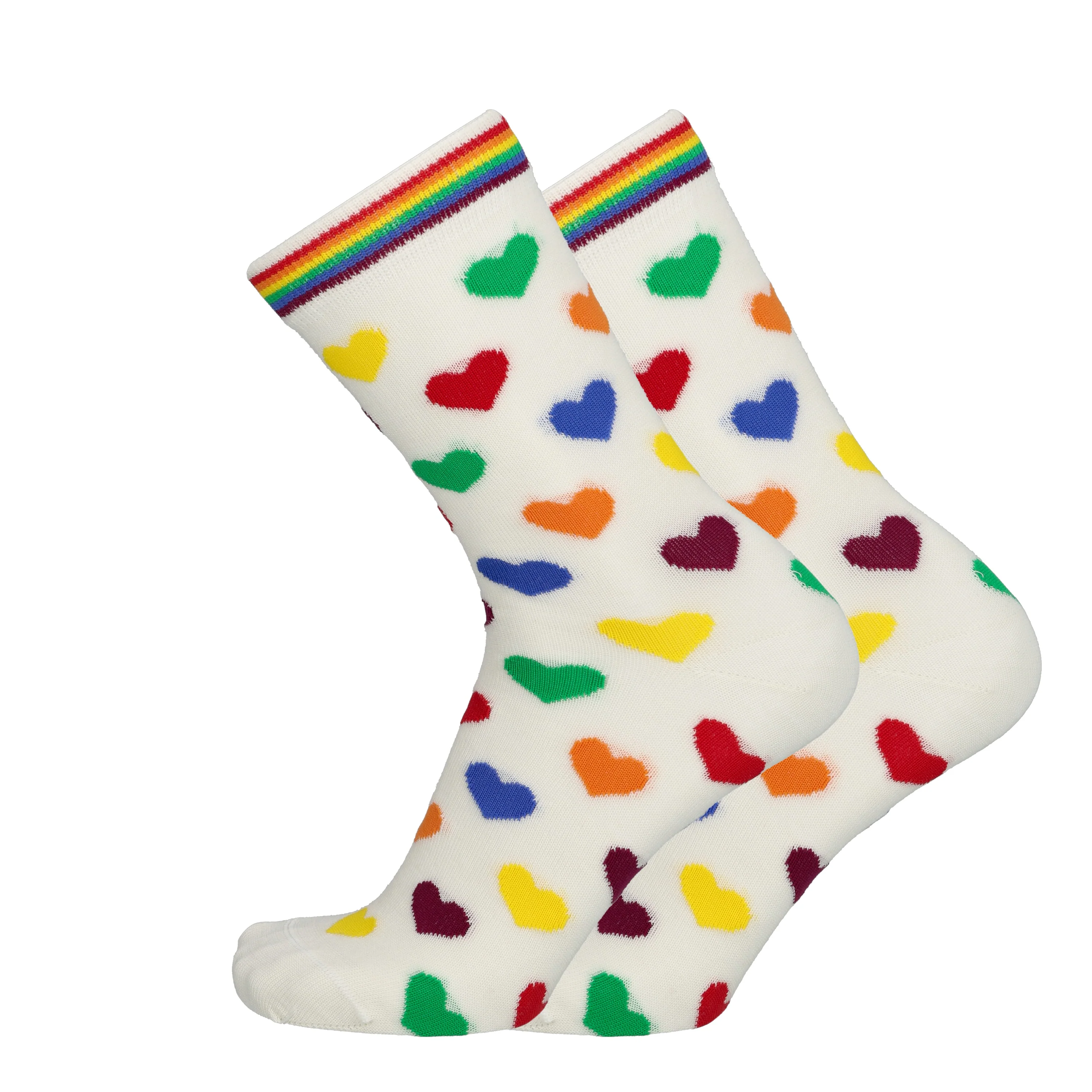 Rainbow Hearts Merinovillasukat, Soft White