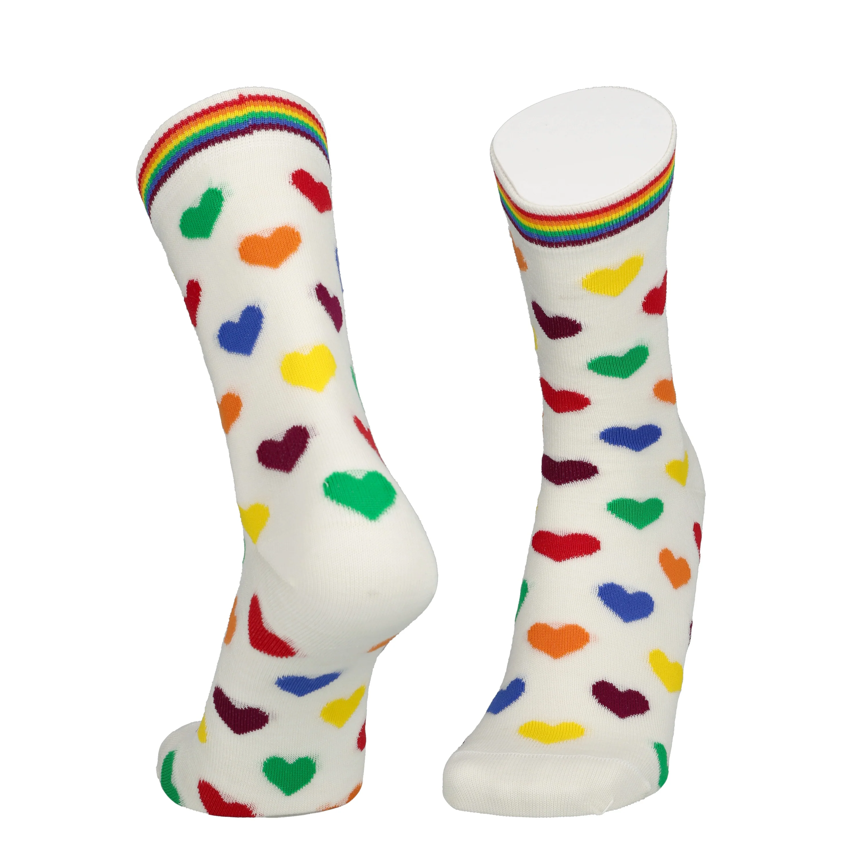 Rainbow Hearts Merinovillasukat, Soft White - Image 2
