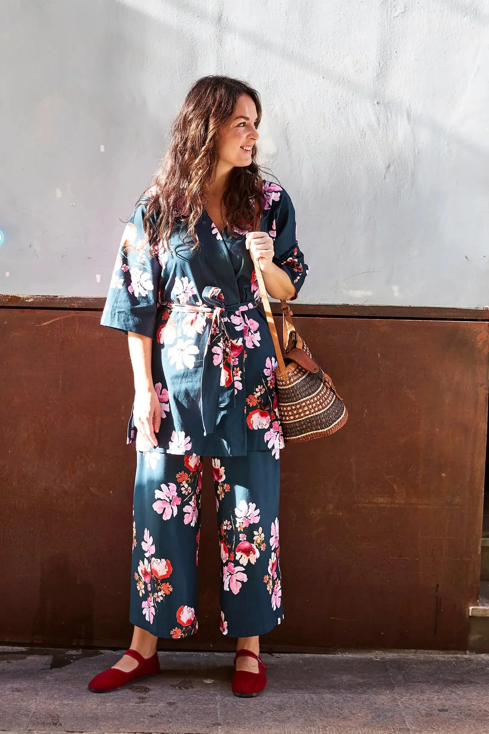 Soft Culottes, Cherry Blossom Navy - Image 4