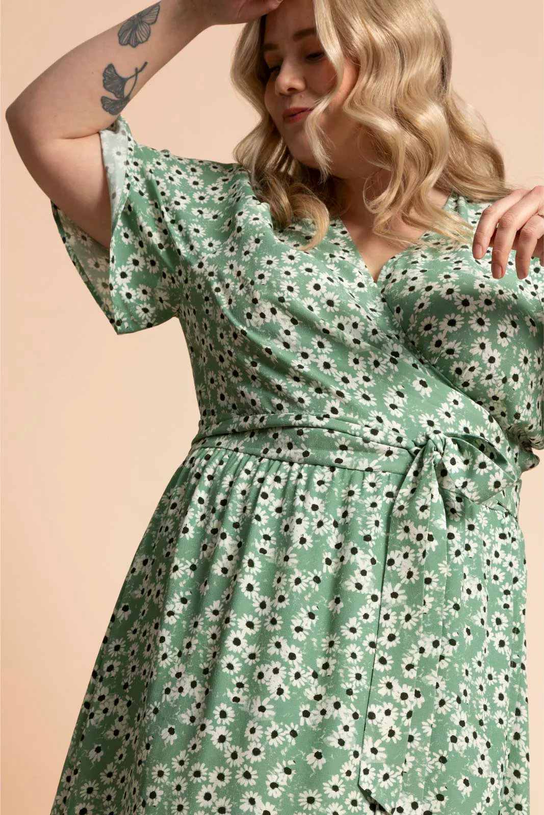 Sway Wrap Dress, Daisy Sage - Image 5